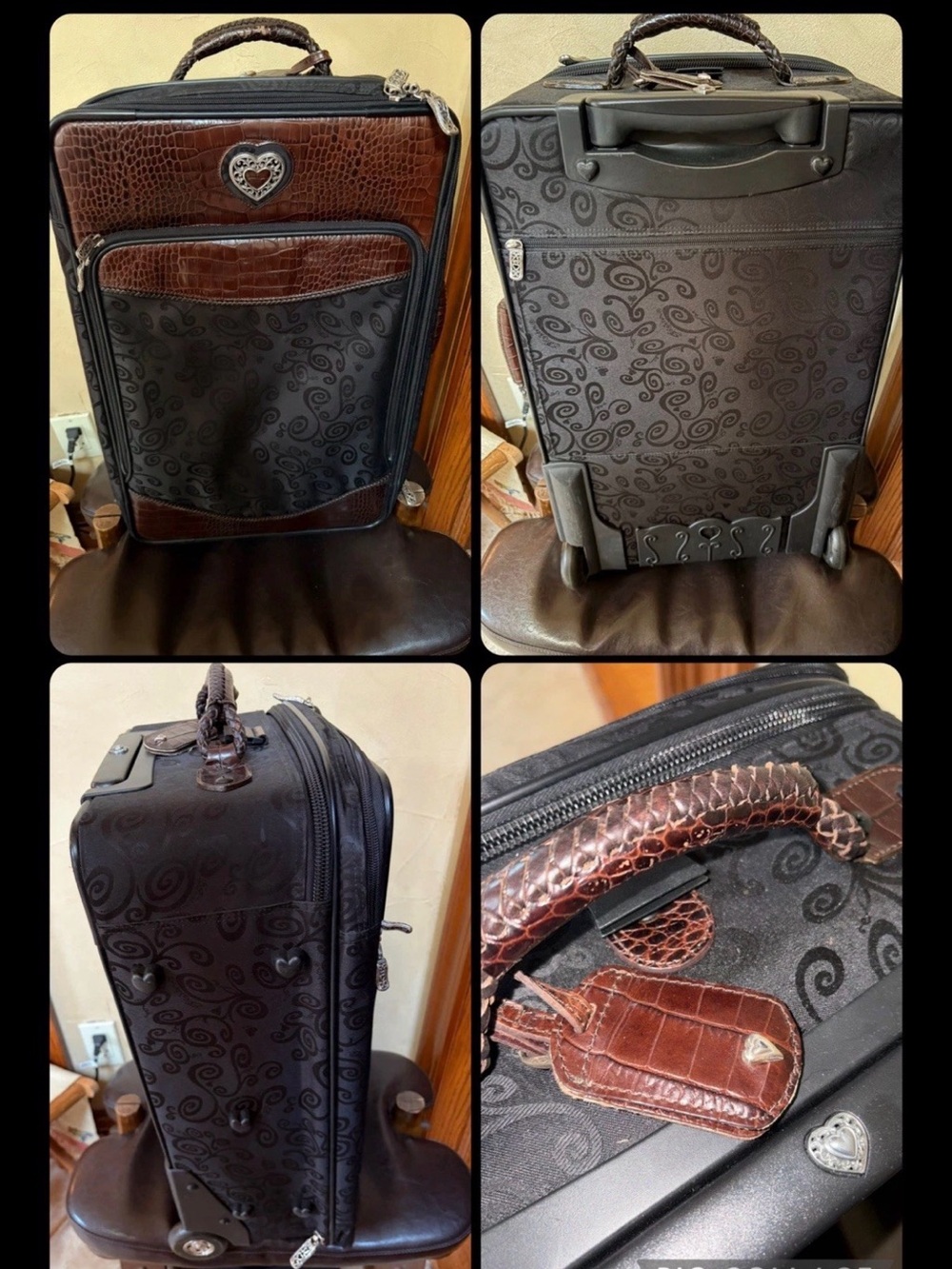 Brighton Mevelyn complete 3 bags Rolling Suitcase luggage set brown black - Picture 2 of 16